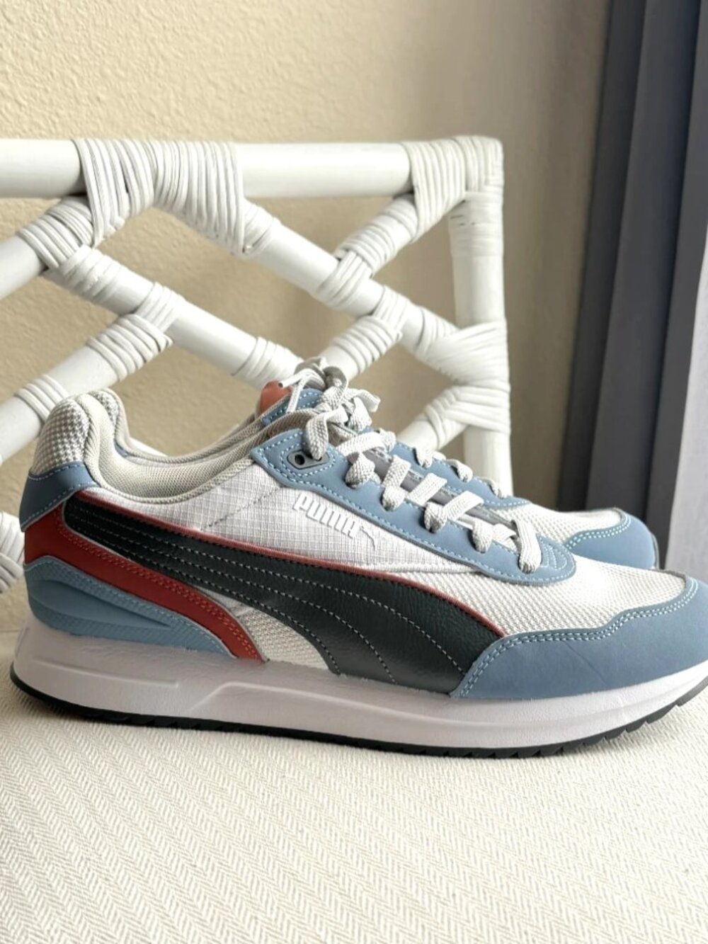 Puma Men's R78 Retro Running Sneakers Grey Blue 404025-07 Size US 10 NWT - Picture 2 of 16